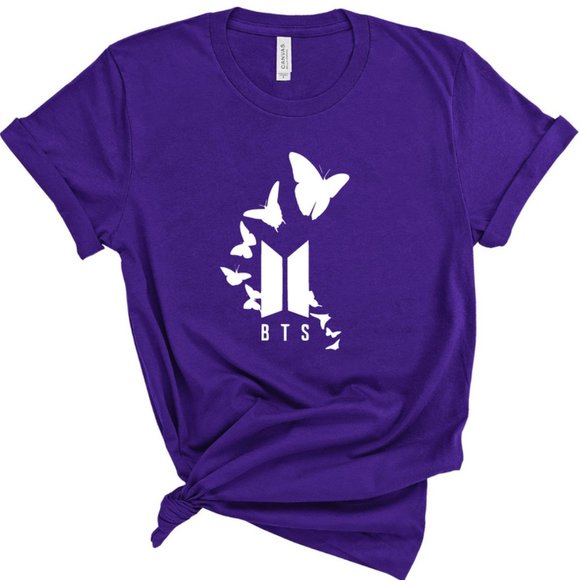 Purple BTS Butterfly Logo Shirt - Picture 1 of 3